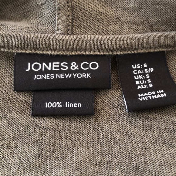 Jones New York Sweaters Jones Co Hooded Open Front Linen Cardigan S